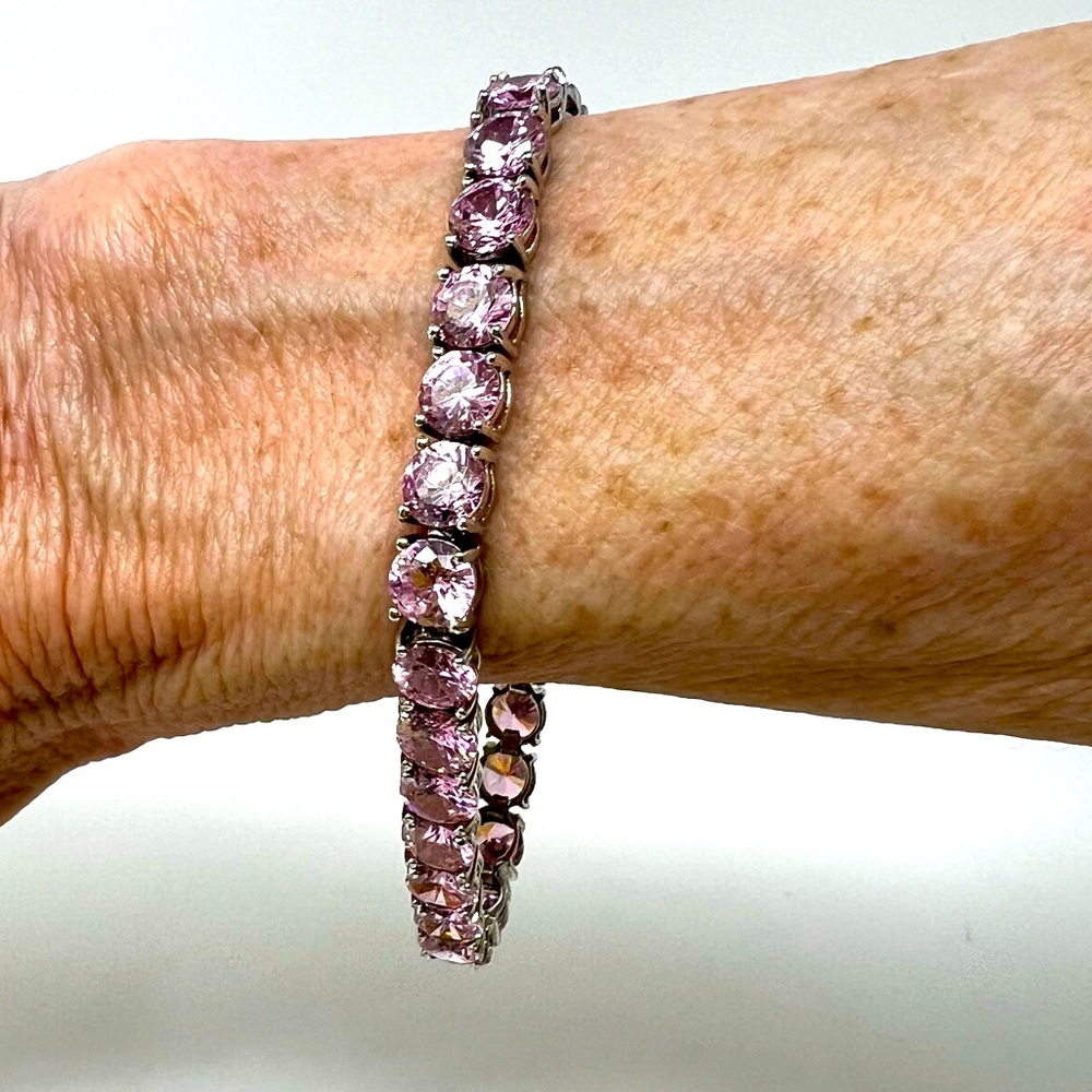 Diamonique Pink CZ Tennis Bracelet